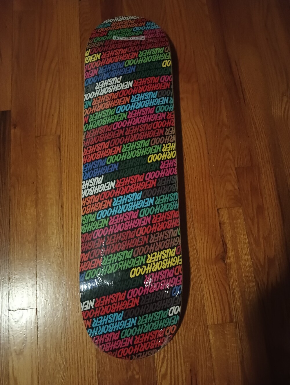 Mighty Fine Multicolor Text-Repeat Skateboard Deck